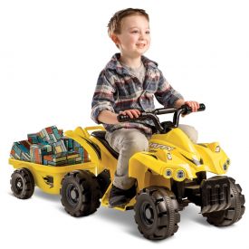 Mini Quad™ Battery Ride-On ATV with Trailer, Yellow