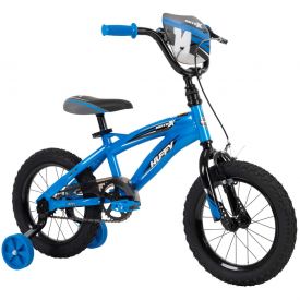 Blue bike for boys with a handlebar brake