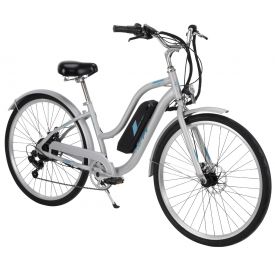 Bicicleta Eléctrica para Adultos marca Huffy, rodada 27.5”, color Gris