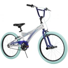 Silver flake color bike with dark purple and light blue features