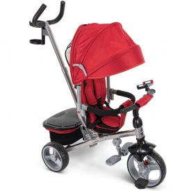 Red stroller changes into a kids tricycle